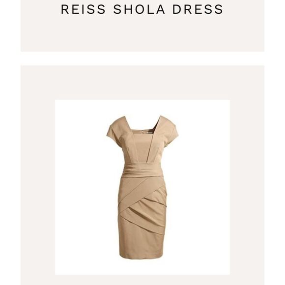 REISS “SHOLA” DRESS, CAMEL. SOLD OUT!! SIZE 4 WORN BY PRINCESS OF WALES - Picture 2 of 9